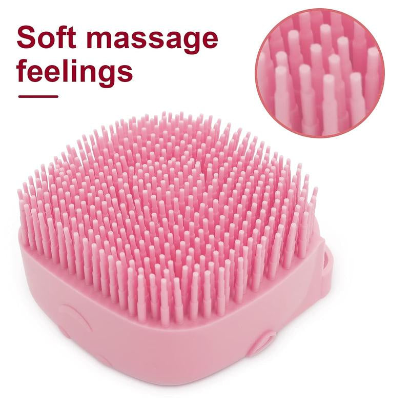 Pet Bath Soap Dispenser Massage Brush, Silicone Shampoo Dispensing Massager with Soft Bristles for Dogs and Cats, Pet Grooming Shower Massage Brush